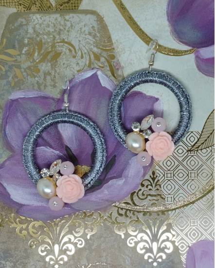 Háčkované  dizajnové náušnice "Kolekcia dizajnových kúskov"